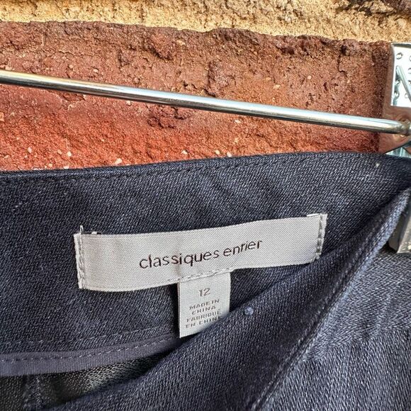 Classiques Entier $229 Women's Linen Flare Trouser pants Navy Blue Size 12 NWT - Picture 7 of 9
